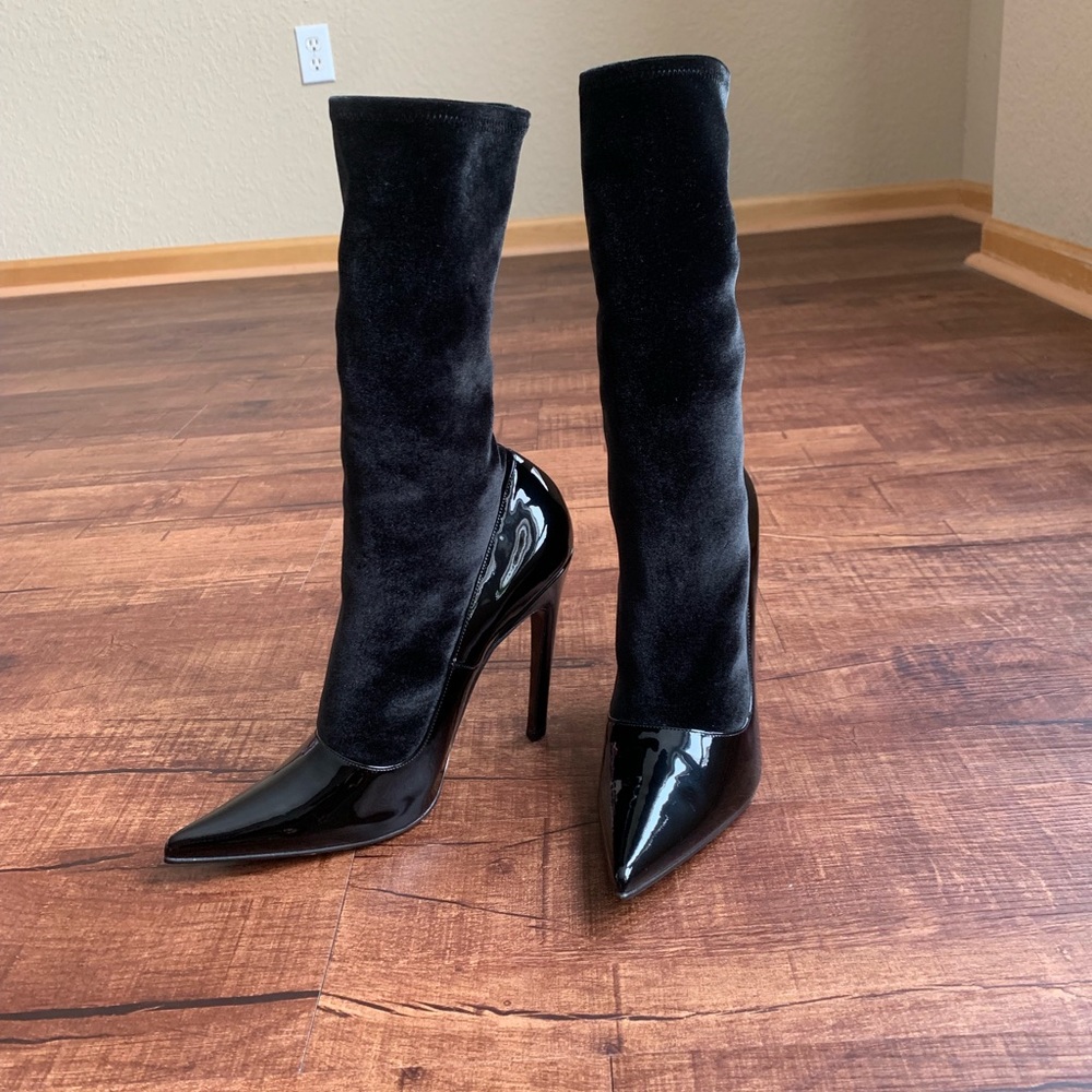Balenciaga glossy blk Pointedtoe elasticize bootie - Picture 6 of 8